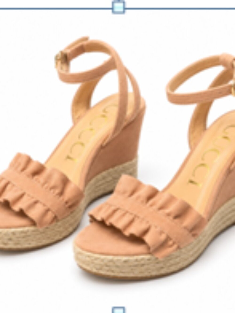 Jack Rogers Rozette Ruffle Wedge Suede 8 - Picture 1 of 8